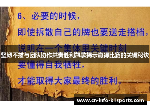 坚韧不拔与团队协作共奏胜利凯歌揭示赢得比赛的关键秘诀